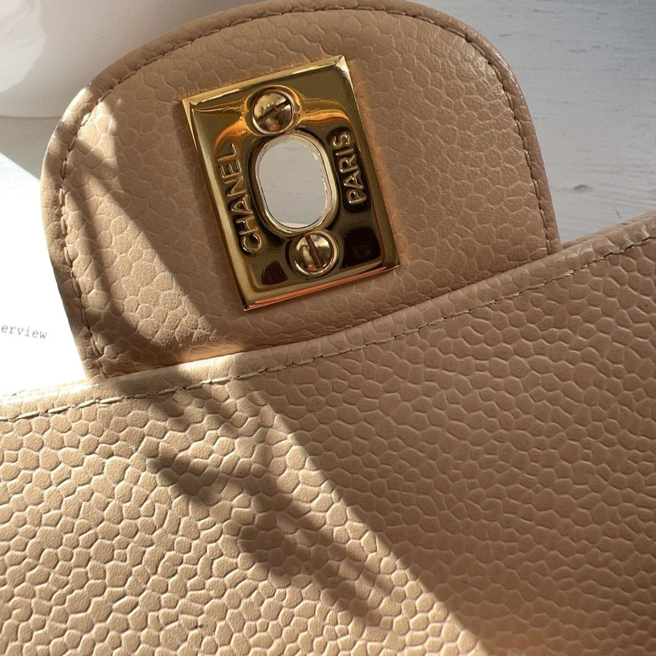 Chanel Classic Medium Double Flap Beige Bag