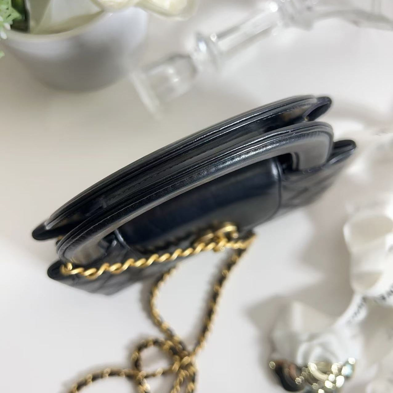 Chanel Kelly Nano Black Shiny Aged Brushed Gold