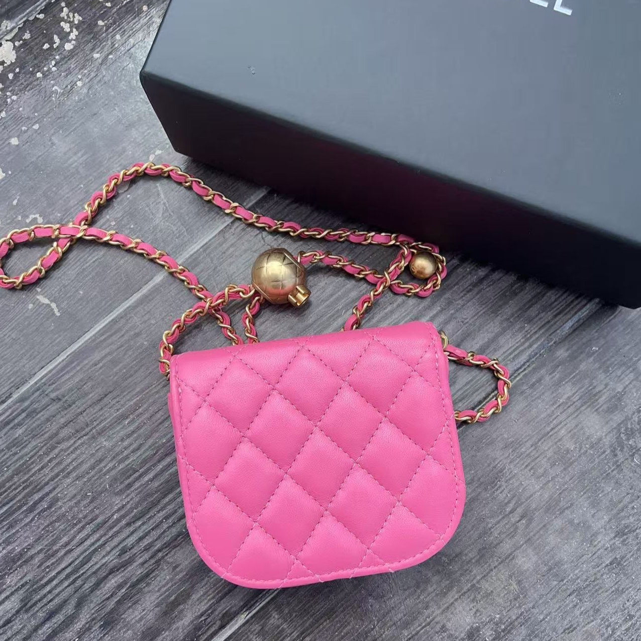 Chanel Lambskin Quilted Flap Belt Bag Clutch Pink