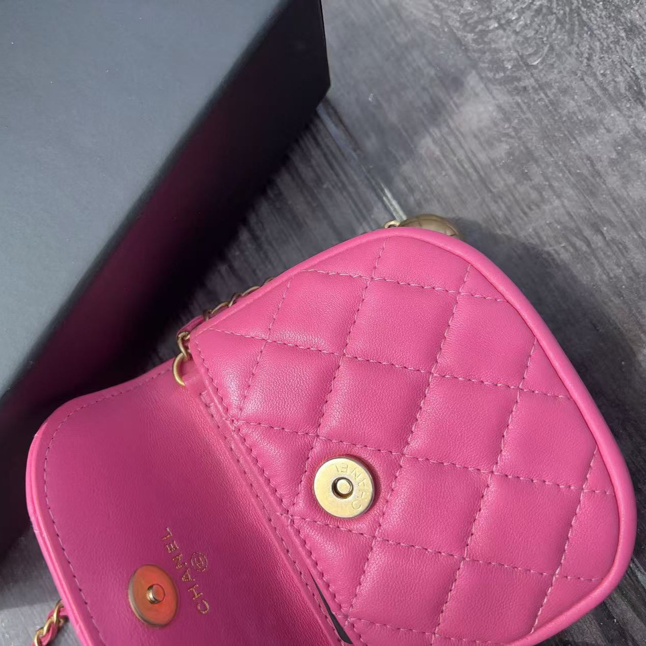 Chanel Lambskin Quilted Flap Belt Bag Clutch Pink