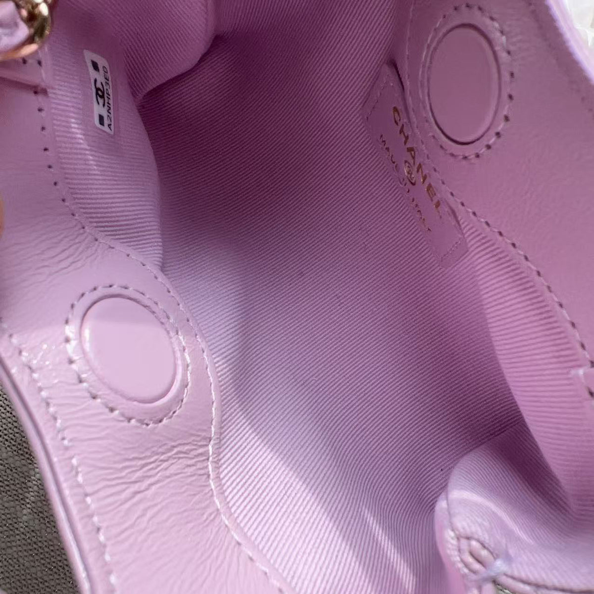 Chanel Lambskin Quilted Micro 31 Clutch With Chain Light Purple