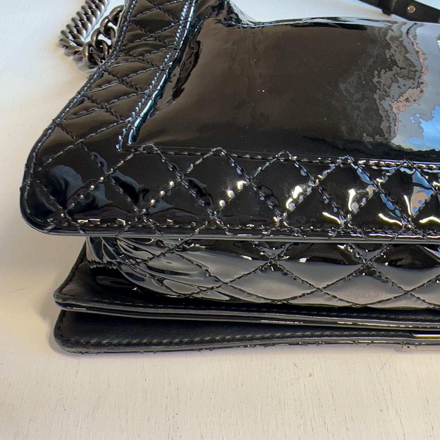 Chanel Large Patent Leather Reverso Boy Bag