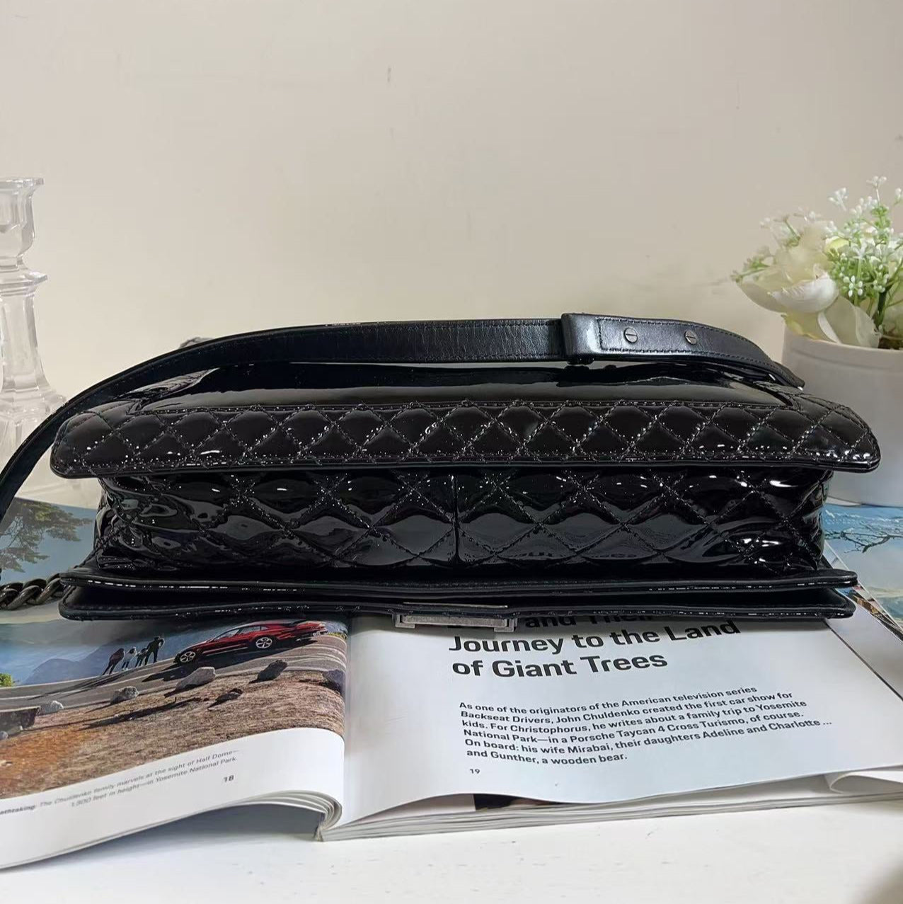 Chanel Large Patent Leather Reverso Boy Bag