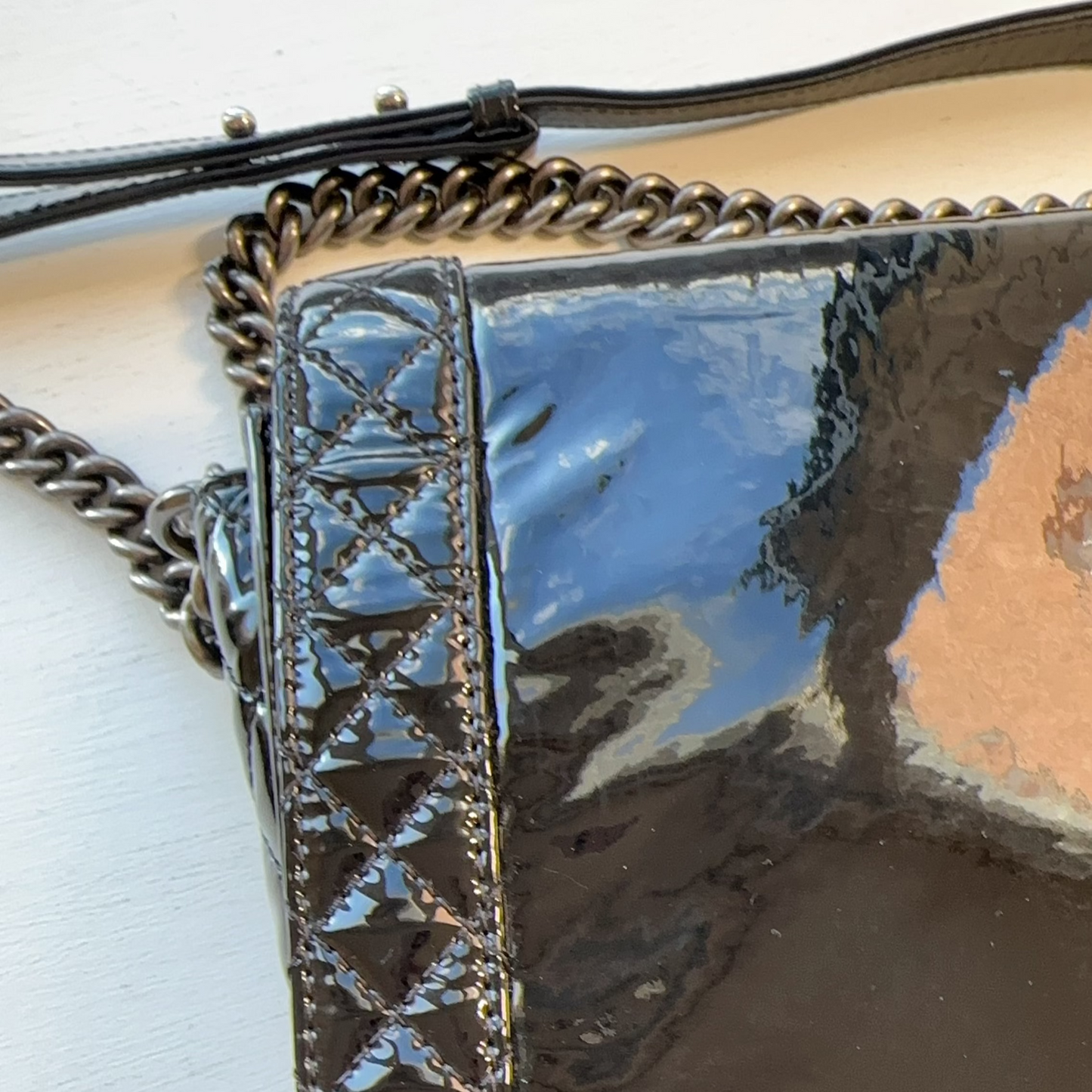 Chanel Large Patent Leather Reverso Boy Bag
