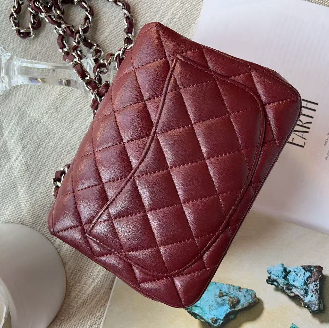 Chanel Mini Square Classic Flap Bag Red