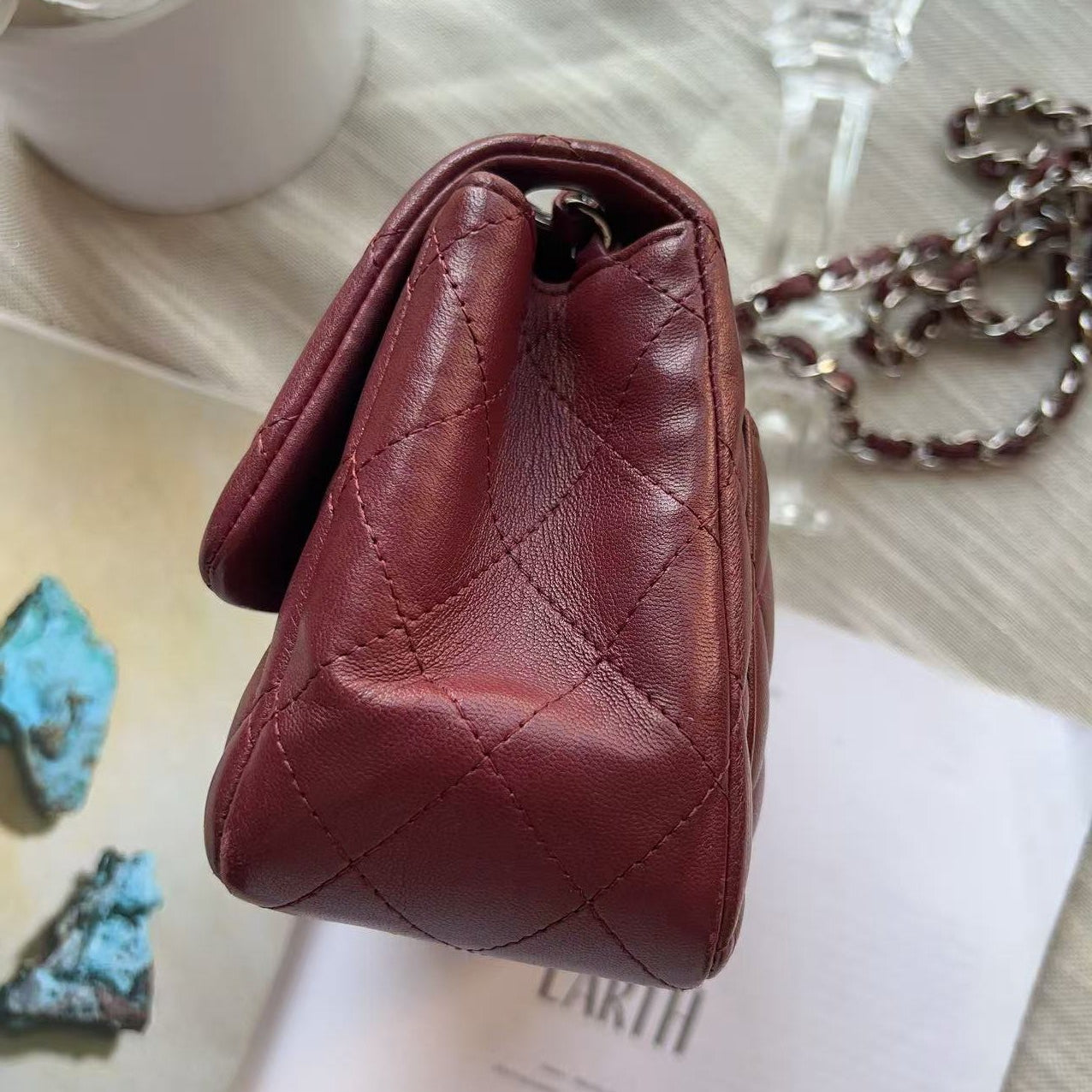 Chanel Mini Square Classic Flap Bag Red