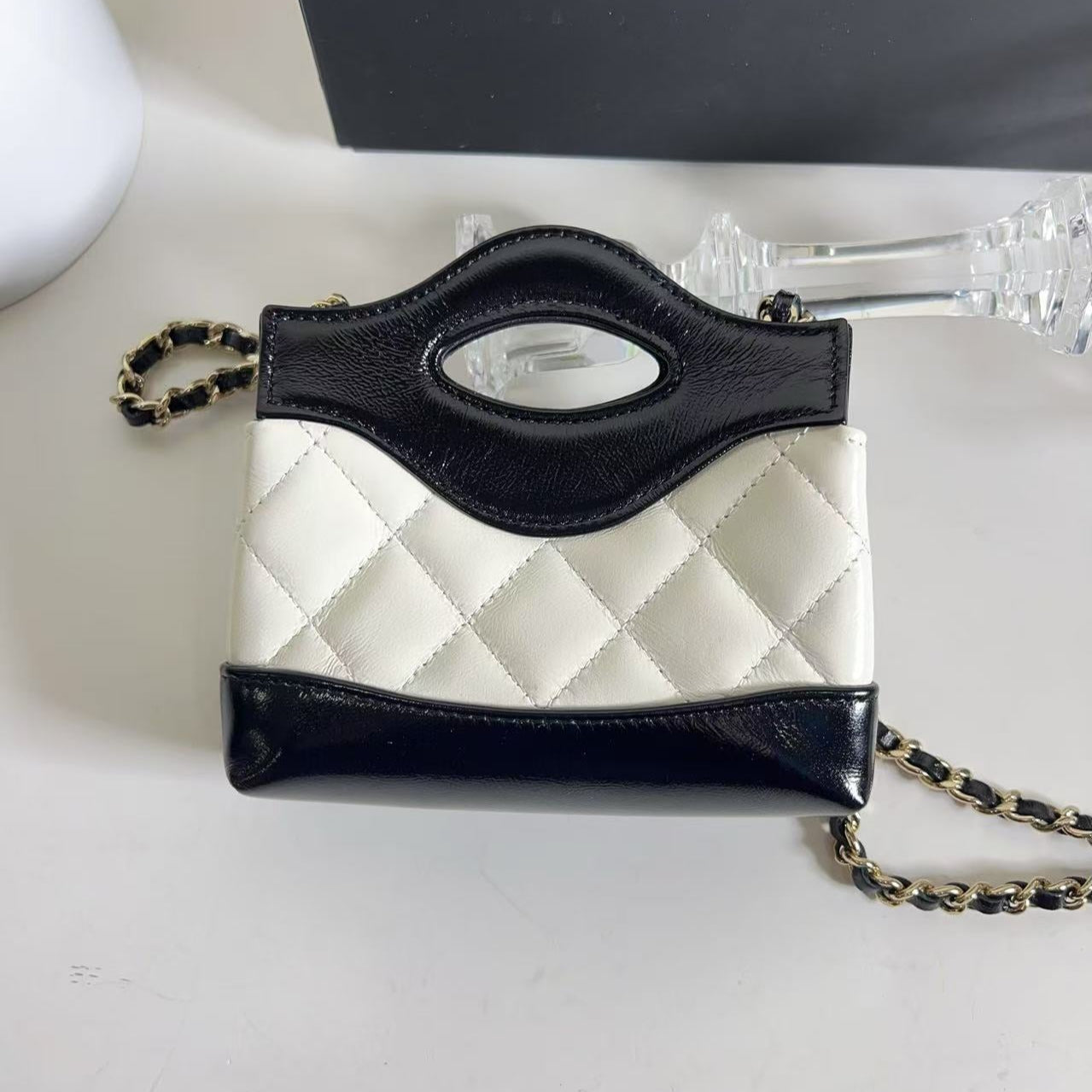Chanel Nano Shopping 31 Shopping Bag Black White