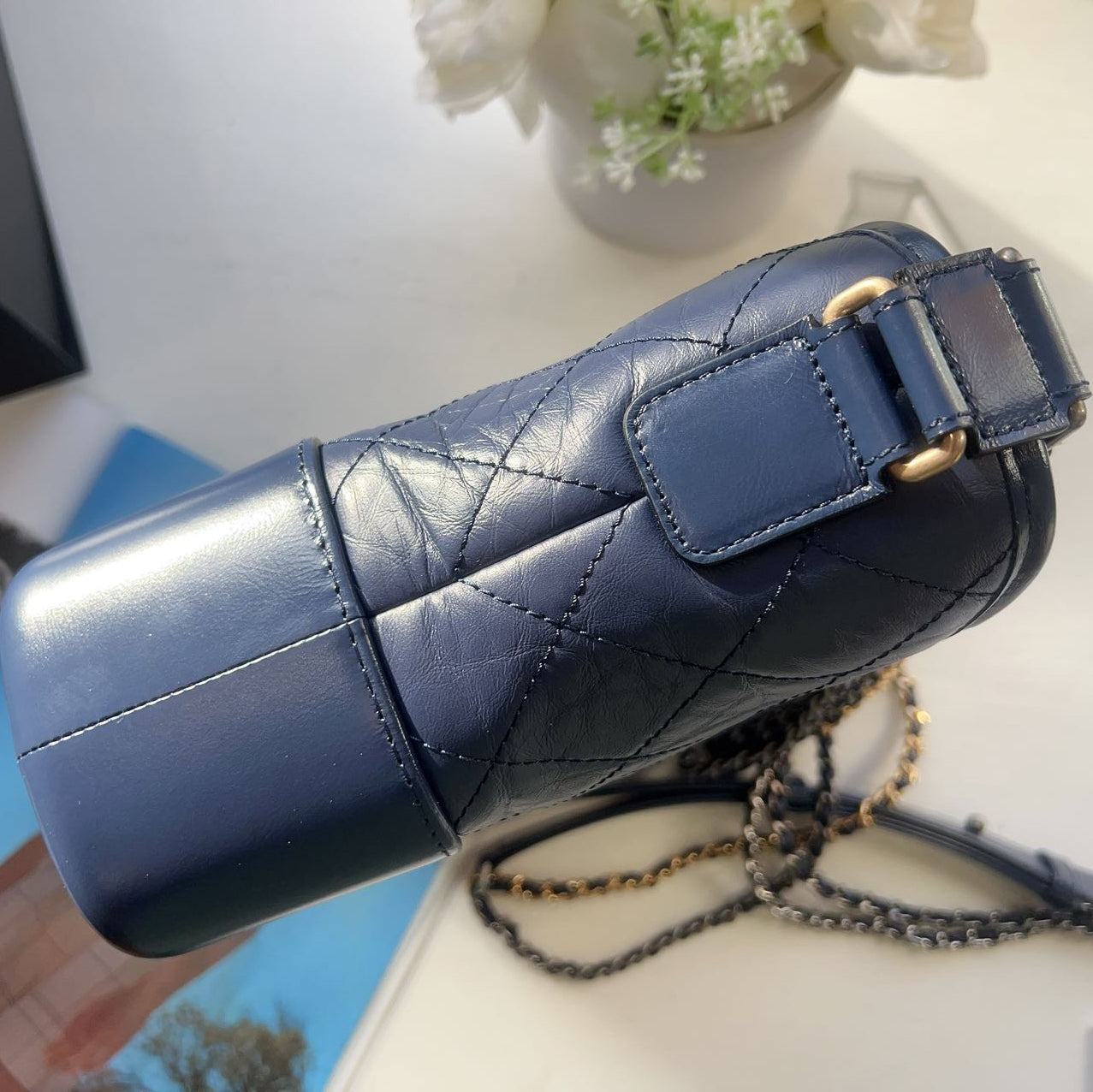 Chanel New Medium Gabrielle Hobo Quilted Navy Aged Calfskin
