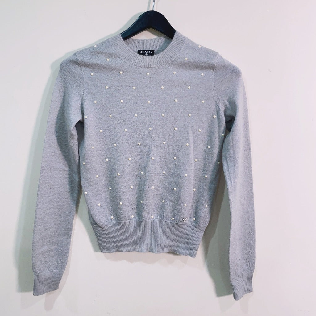 Chanel Pearl Sweater Grey SizeXS