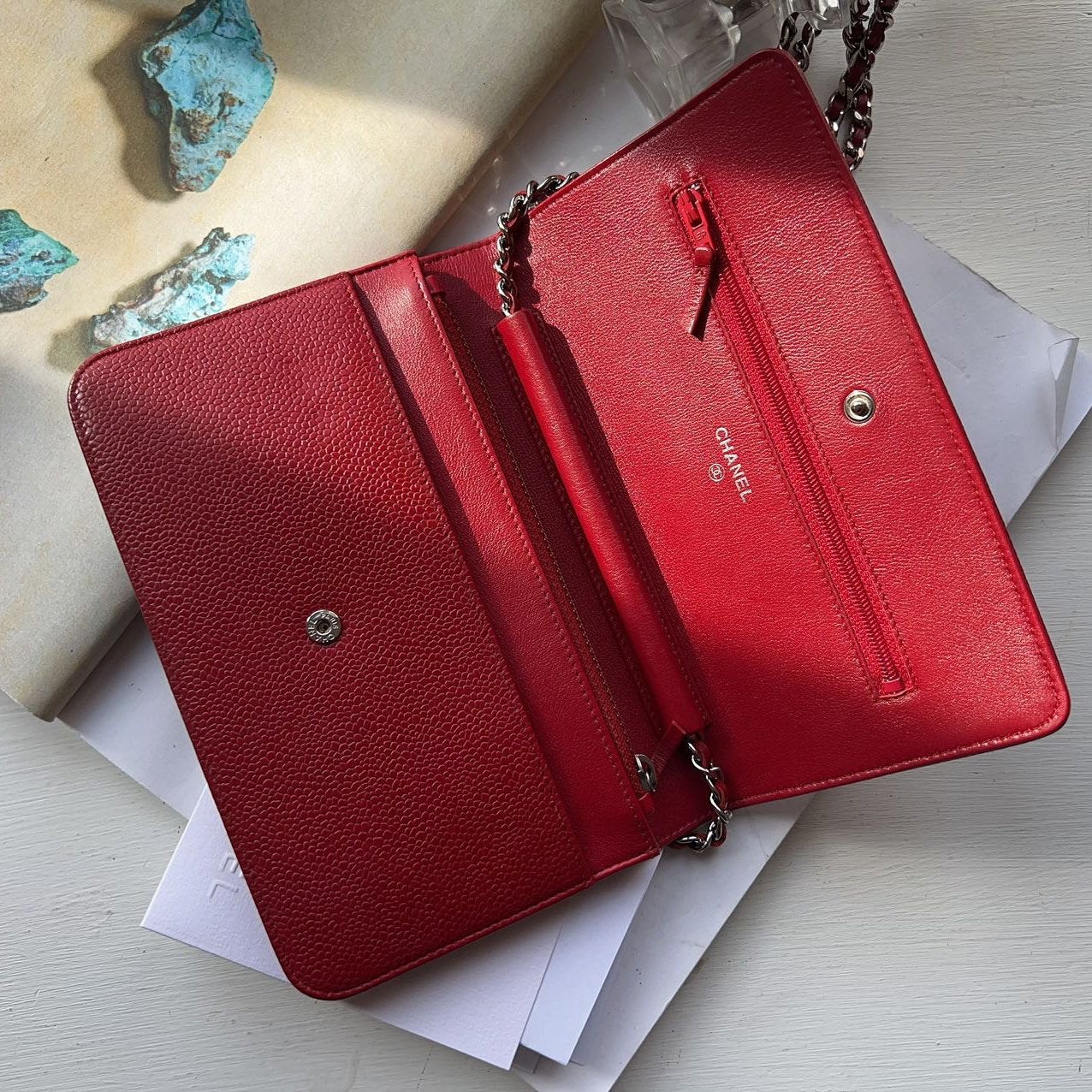 Chanel Caviar Leather CC Timeless Wallet On Chain