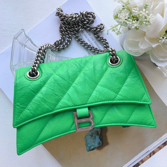 Balenciaga Crush Chain Bag S Quilted Calf As Vivid Green
