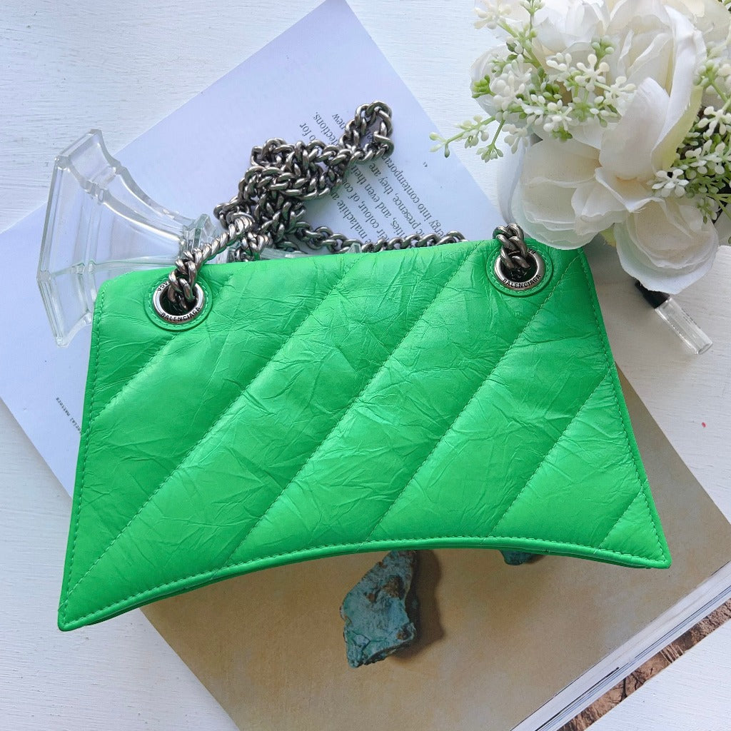 Balenciaga Crush Chain Bag S Quilted Calf As Vivid Green