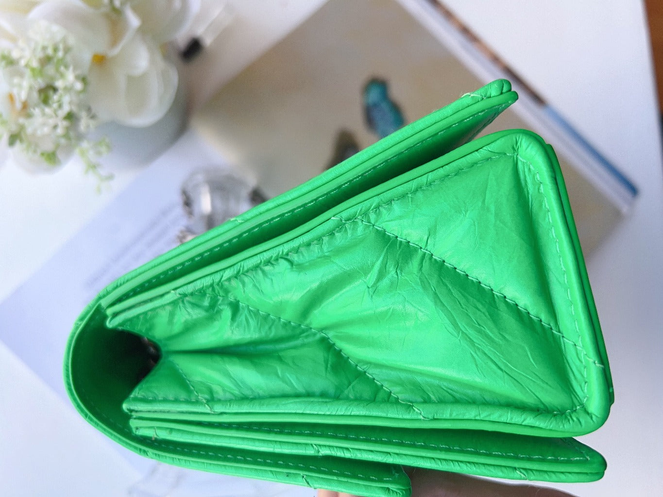 Balenciaga Crush Chain Bag S Quilted Calf As Vivid Green