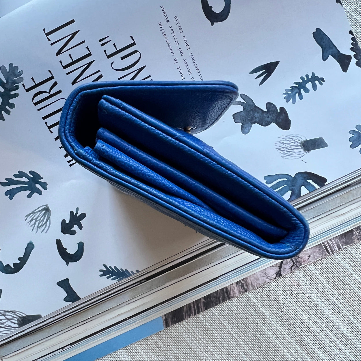 Chanel Blue leather wallet