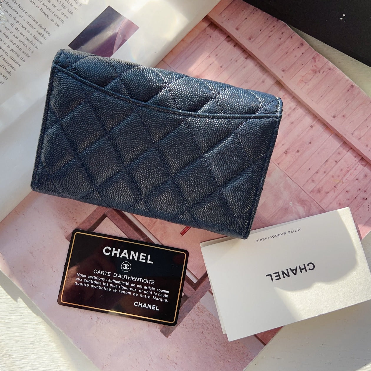 Chanel Caviar Quilted Medium Flap Wallet Dark Blue