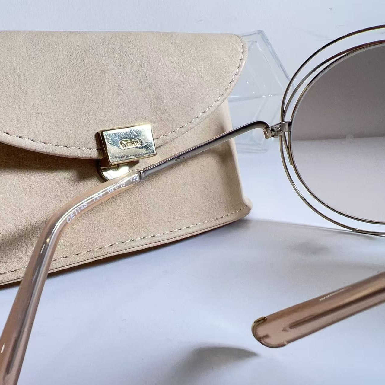 Chloe Gold Tone Brown Gradient CE114S Carlina Round Sunglasses
