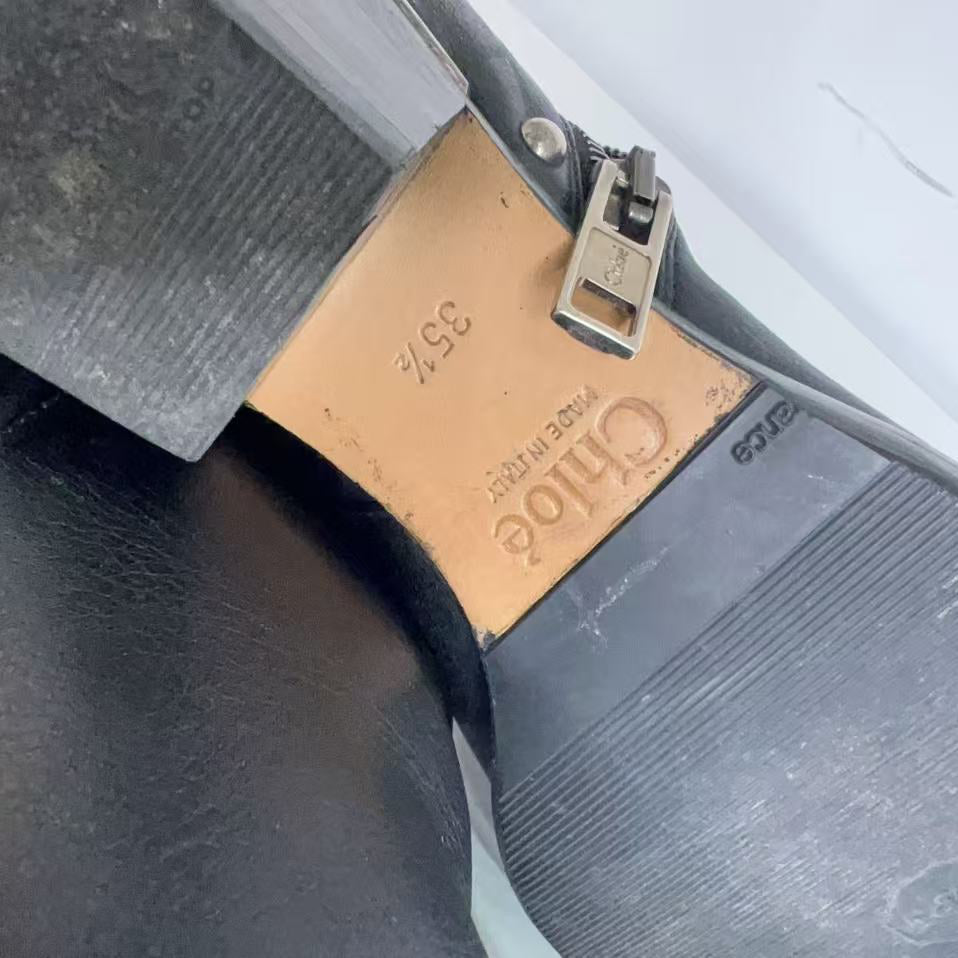 Chloe Leather Boots Black 35.5