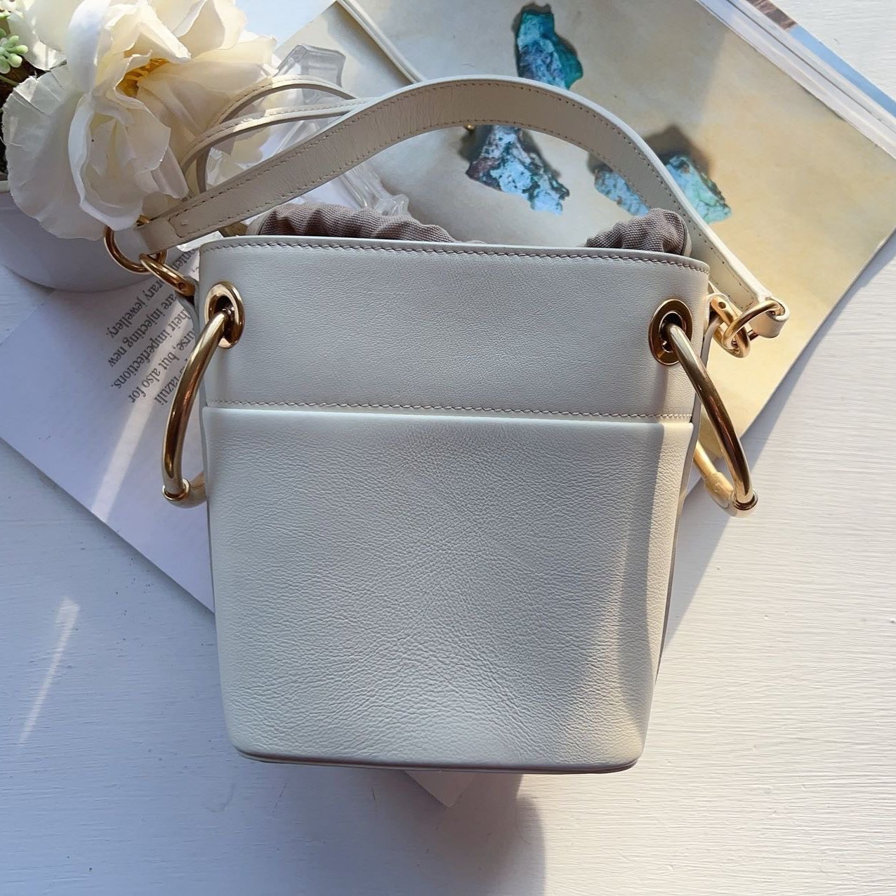 Chloe Small Roy Bucket Bag White