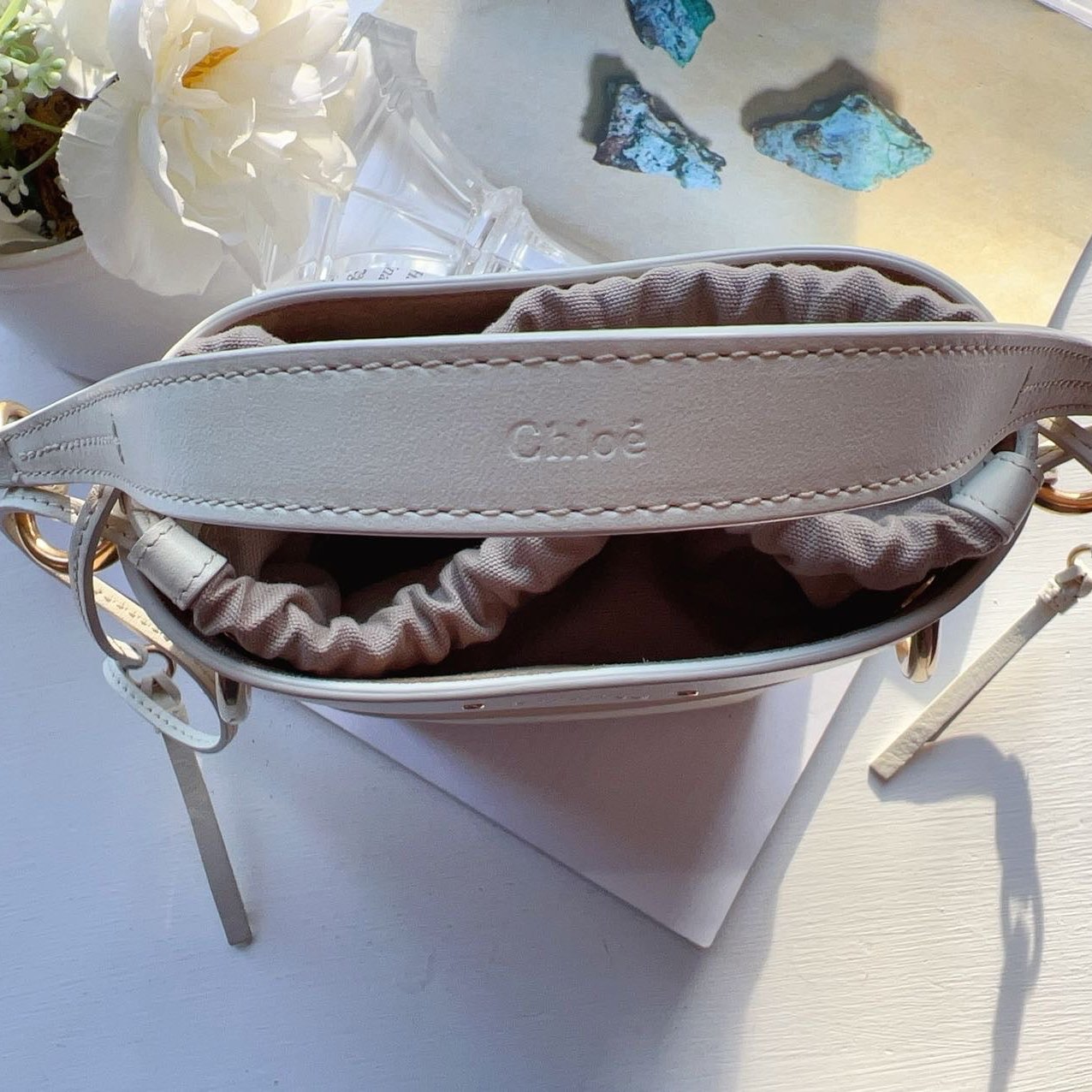Chloe Small Roy Bucket Bag White