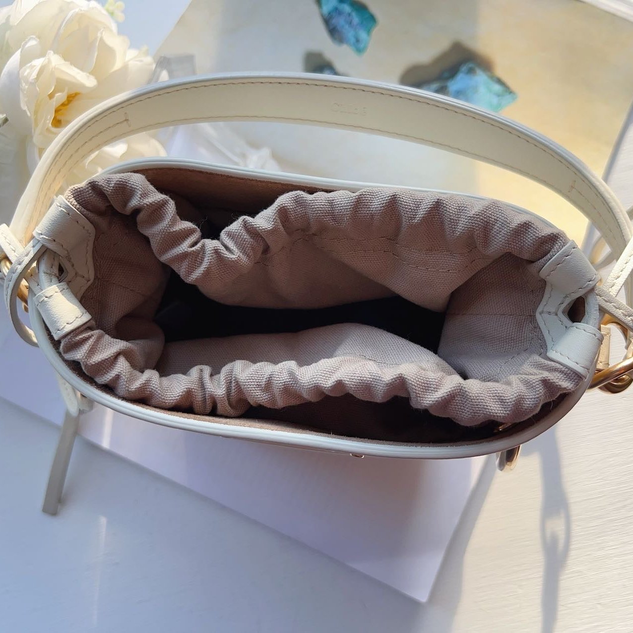 Chloe Small Roy Bucket Bag White