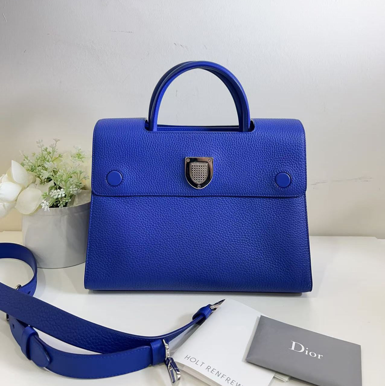 Christian Dior Bullcalf Medium Diorever Flap Yves Klein Blue