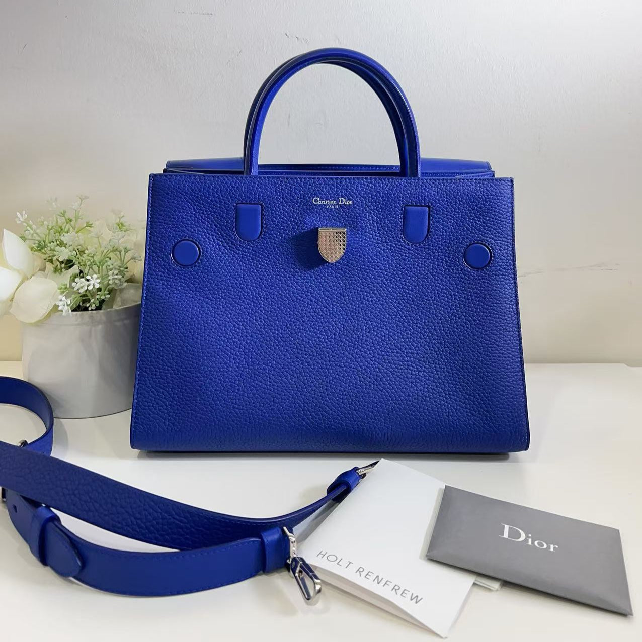 Christian Dior Bullcalf Medium Diorever Flap Yves Klein Blue