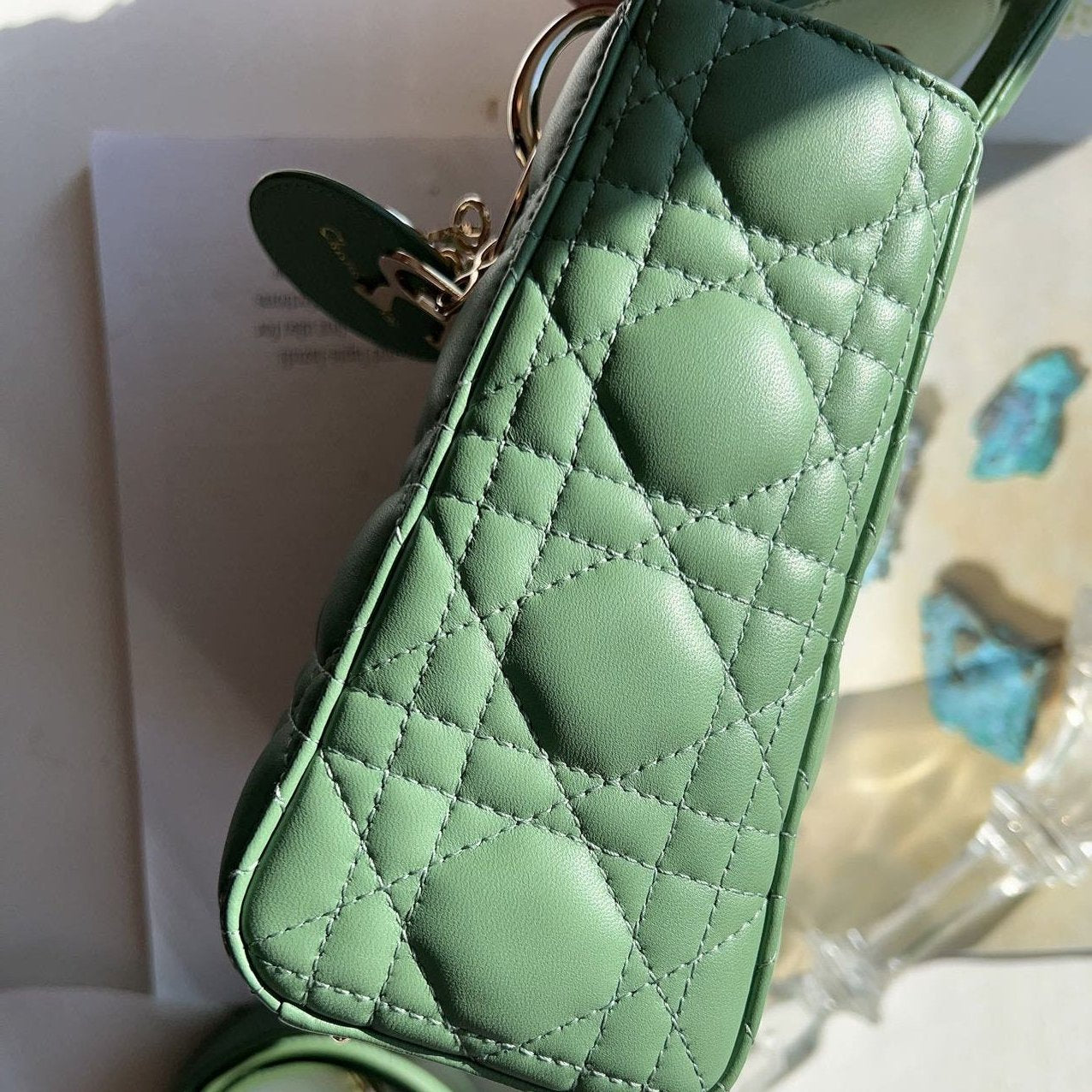 Christian Dior Lambskin Small My ABCDior Lady Dior Green