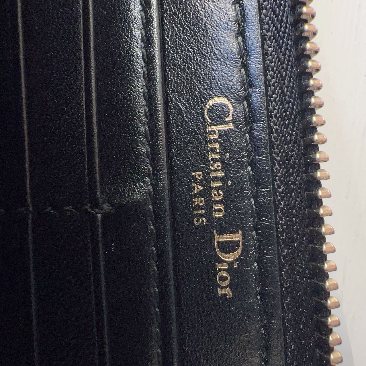 Christian Dior Shiny Calfskin D Fence Medium Wallet Black