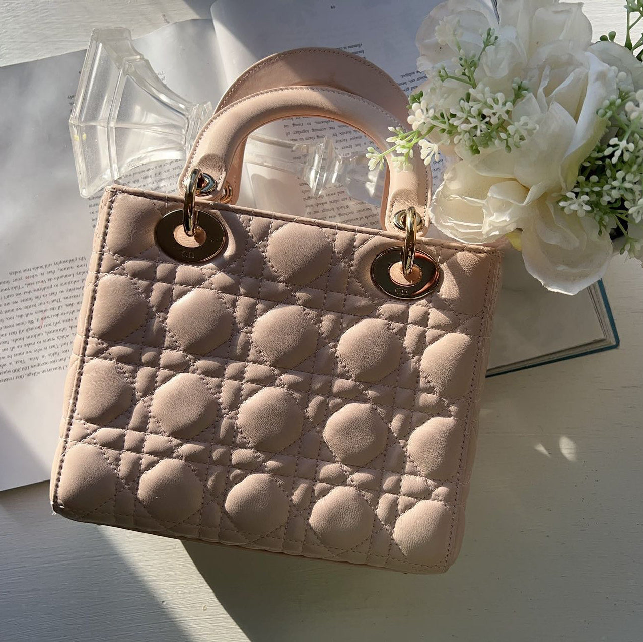 Christian Dior Small Beige My ABCDior' Lady Dior Bag with Strap