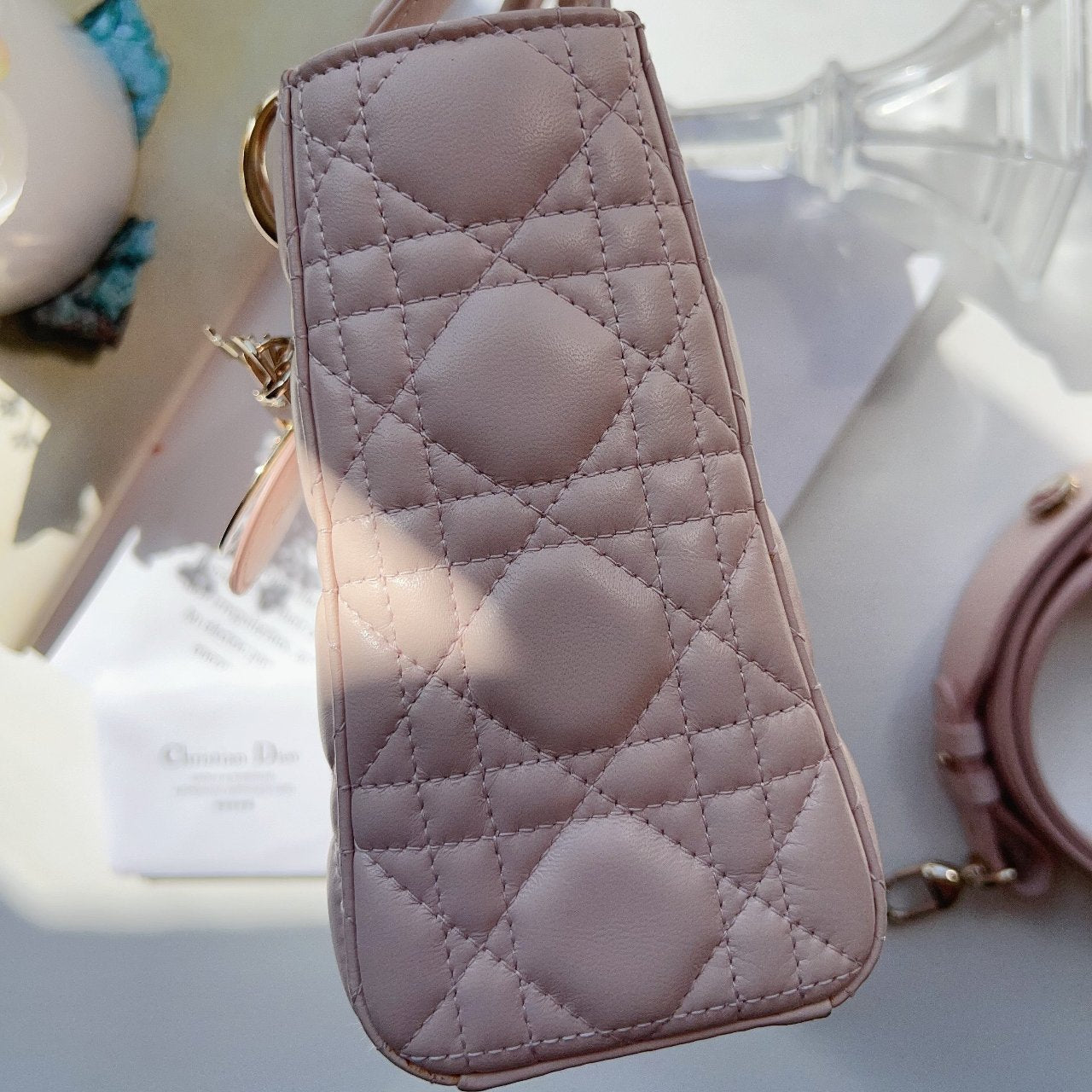 Christian Dior Small Beige My ABCDior' Lady Dior Bag with Strap