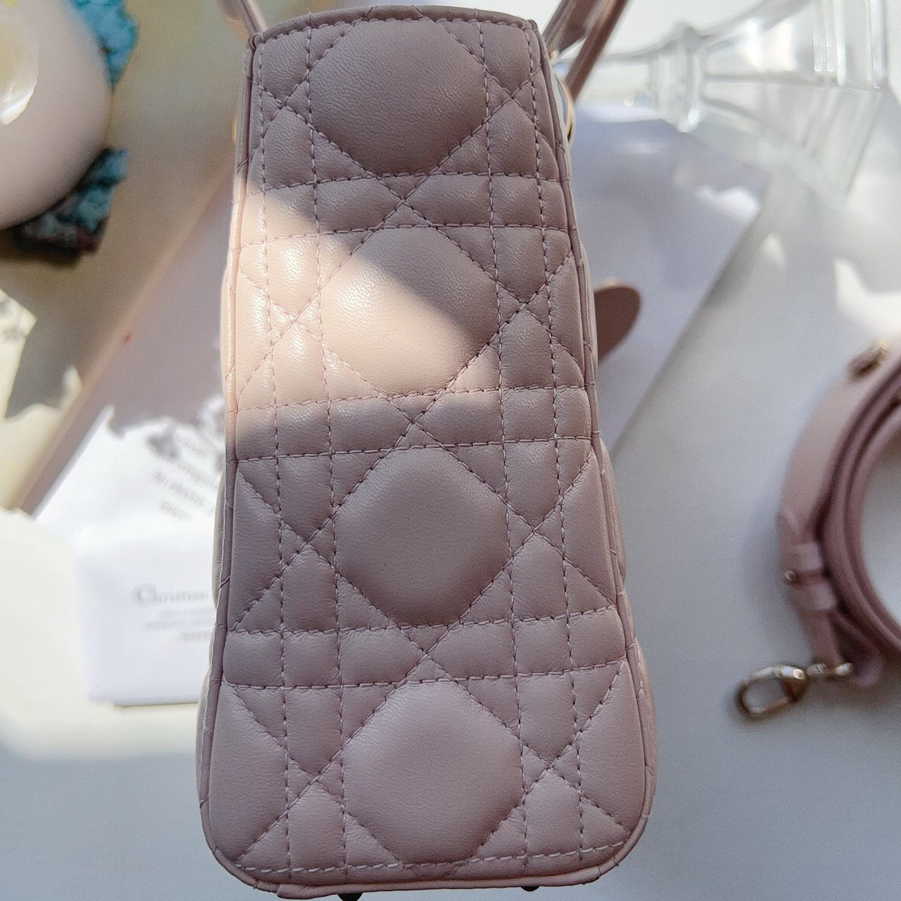 Christian Dior Small Beige My ABCDior' Lady Dior Bag with Strap