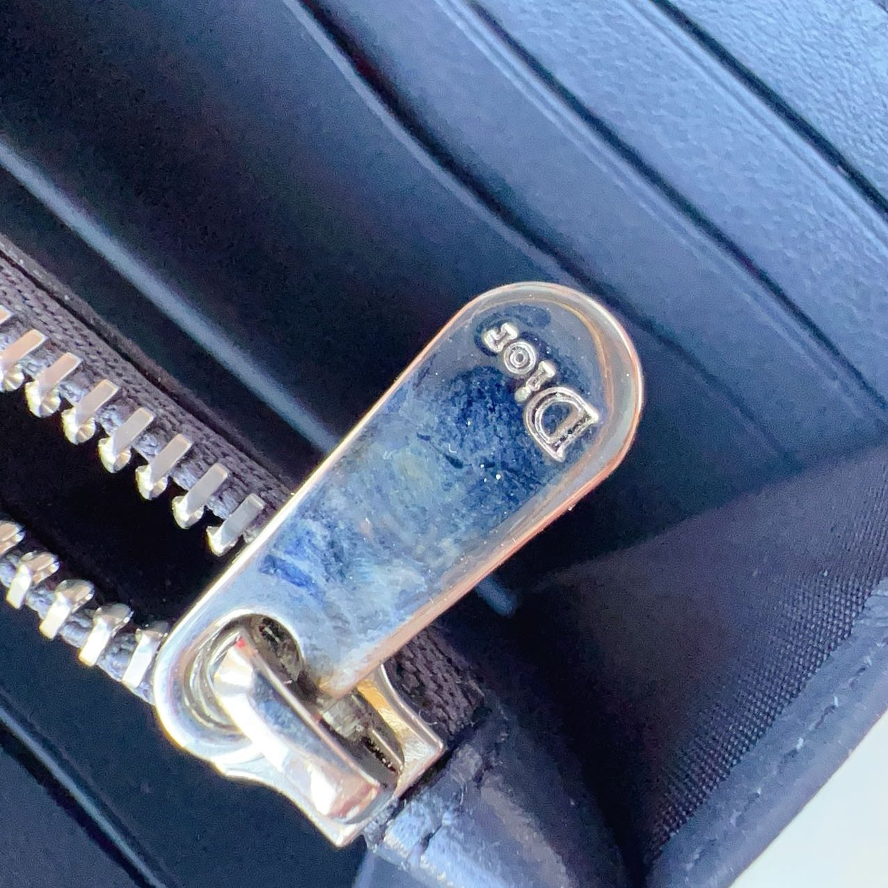 Dior Blue Leather Diorissimo Voyageur Zip Around Wallet