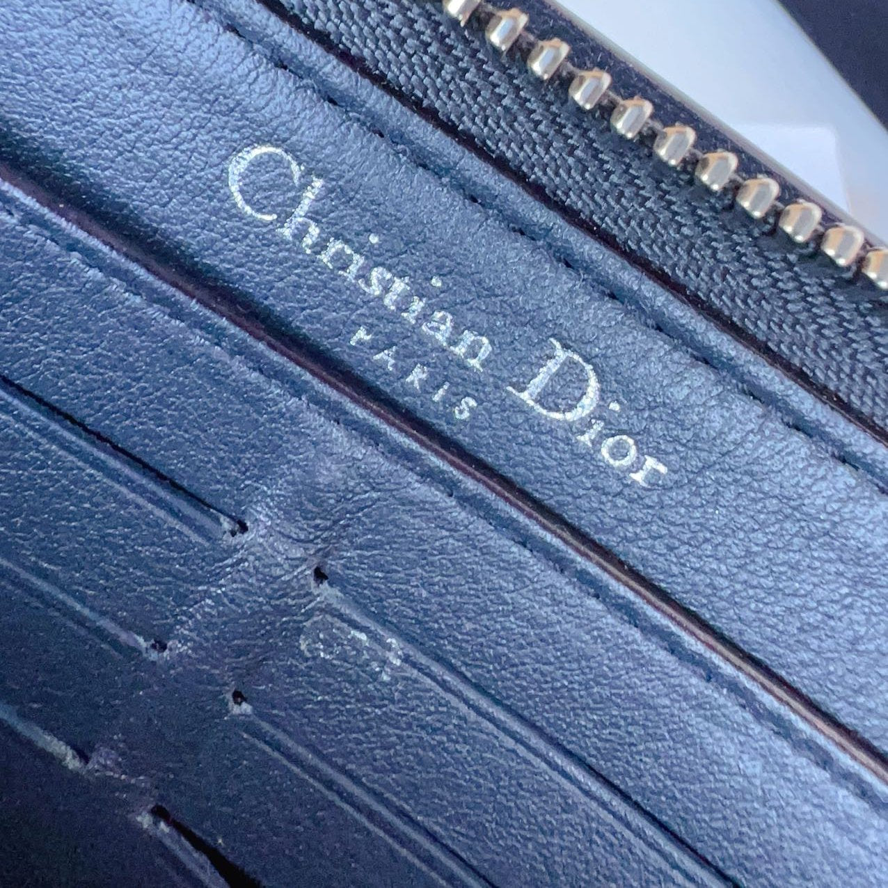Dior Blue Leather Diorissimo Voyageur Zip Around Wallet