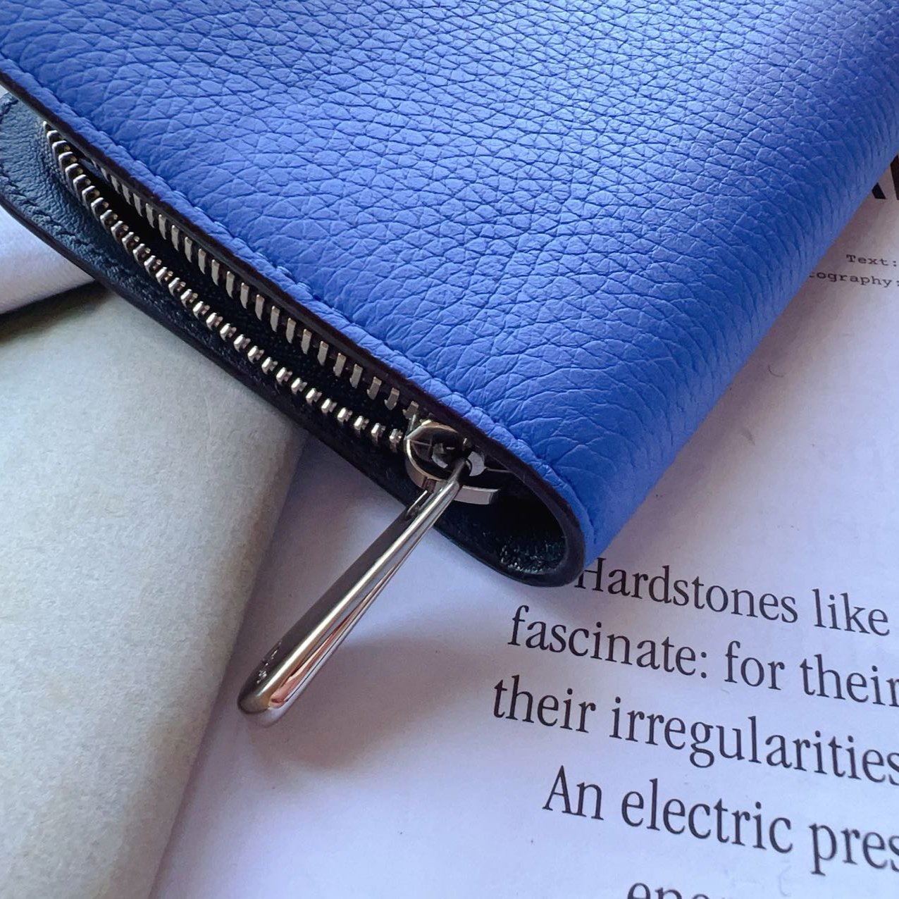 Dior Blue Leather Diorissimo Voyageur Zip Around Wallet