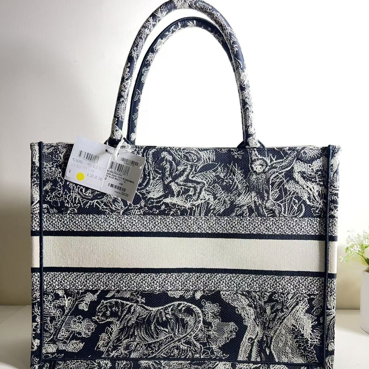 Dior Medium Book Tote Ecru and Blue
