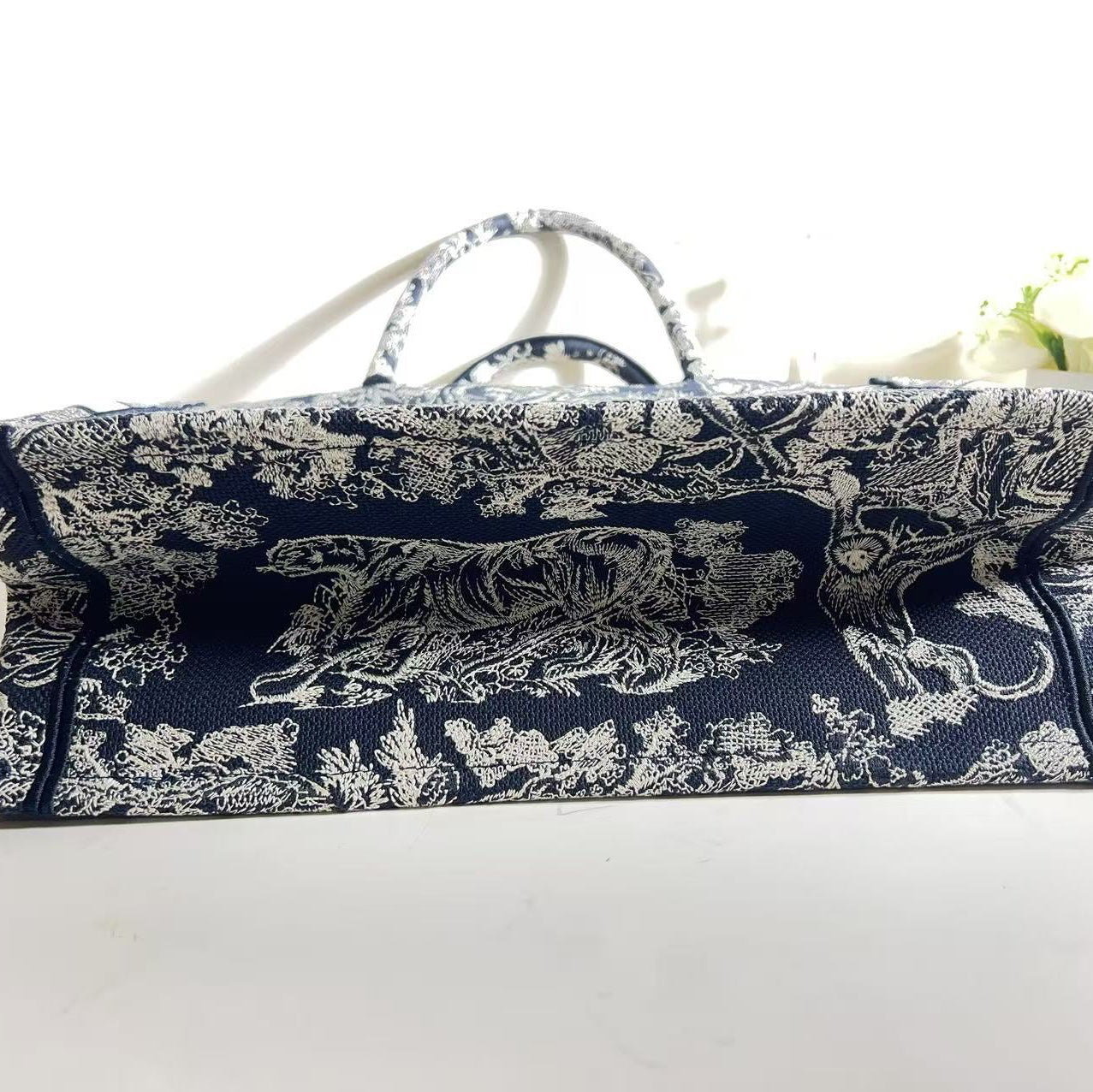 Dior Medium Book Tote Ecru and Blue