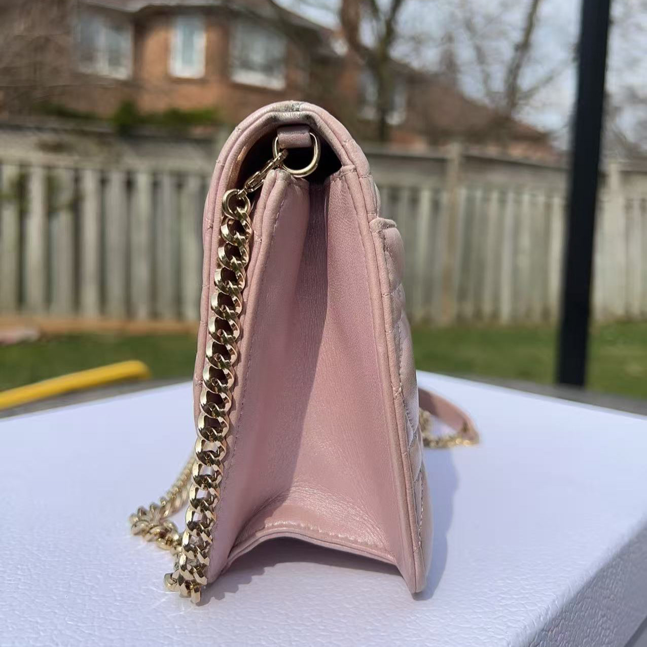 Dior Metallic Lambskin Cannage Miss Dior Promenade Pouch Pink