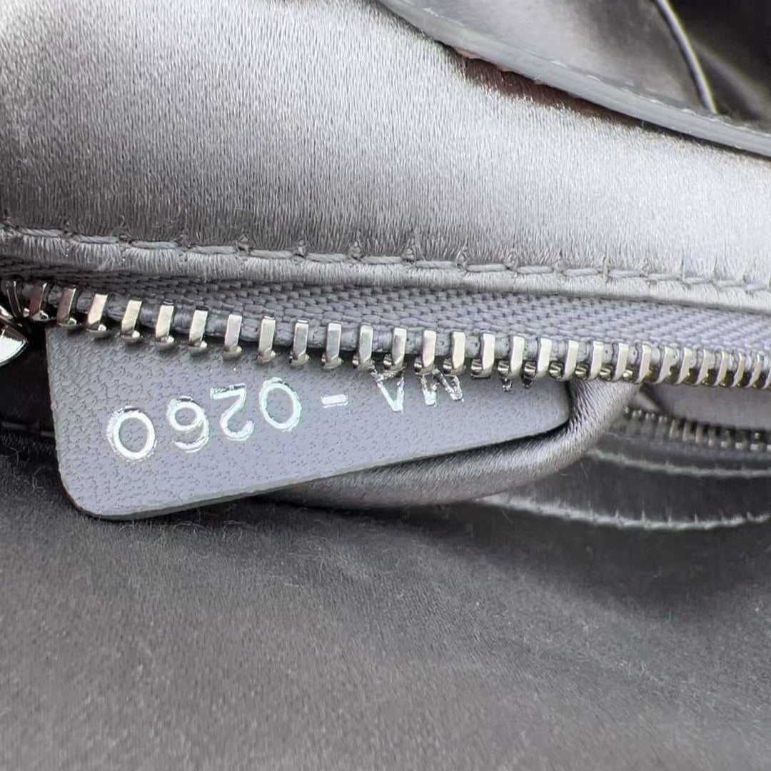 Dior Mini Beaded Satin Cannage Lady Dior Satchel Silver