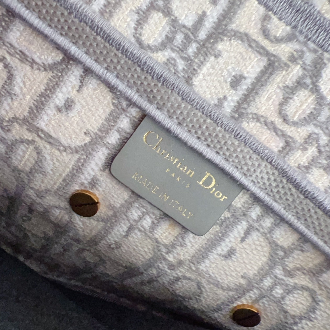 Dior Saddle Bag Medium Grey Ivory Aged Gold Hardware