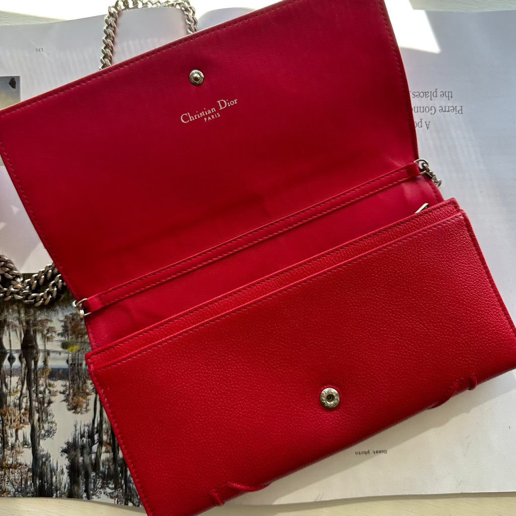 Christian Dior Leather Diorama Wallet on Chain