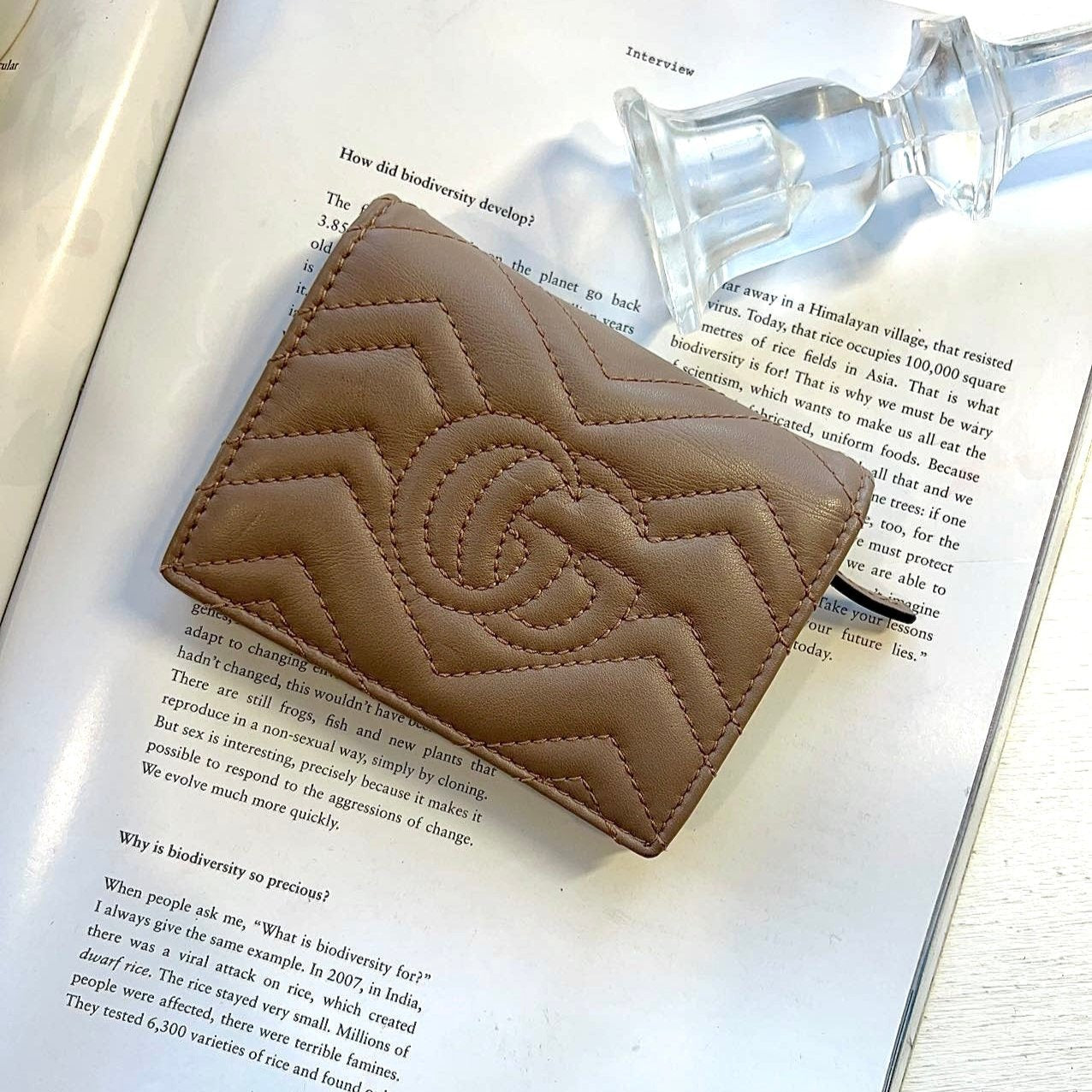 GUCCI GG Marmont Flap Card Case Leather Wallet