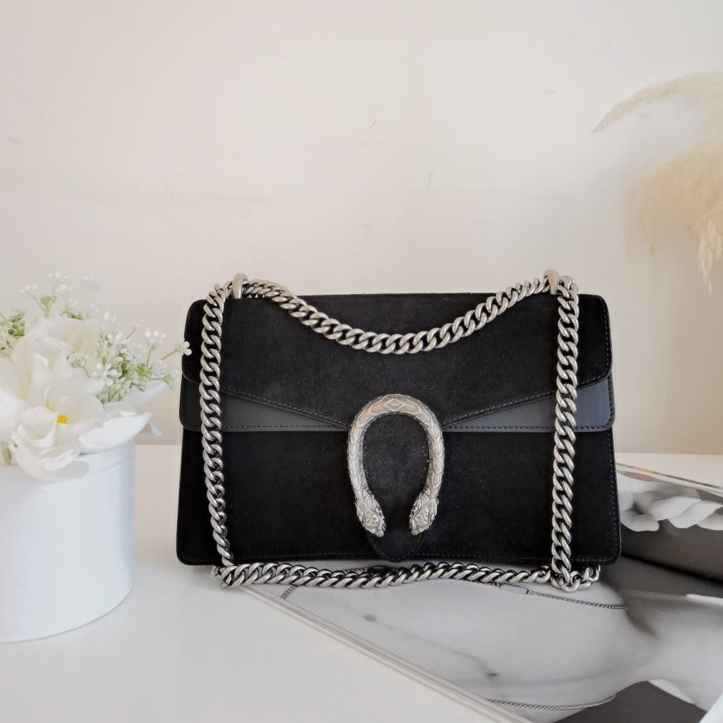 GUCCI Suede Small Dionysus Shoulder Bag Black