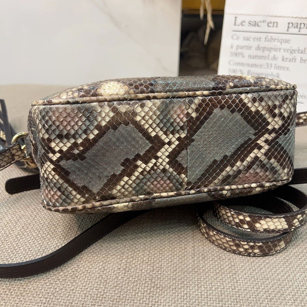 Gucci Small Soho Disco Bag Off White Nut Brown Beige