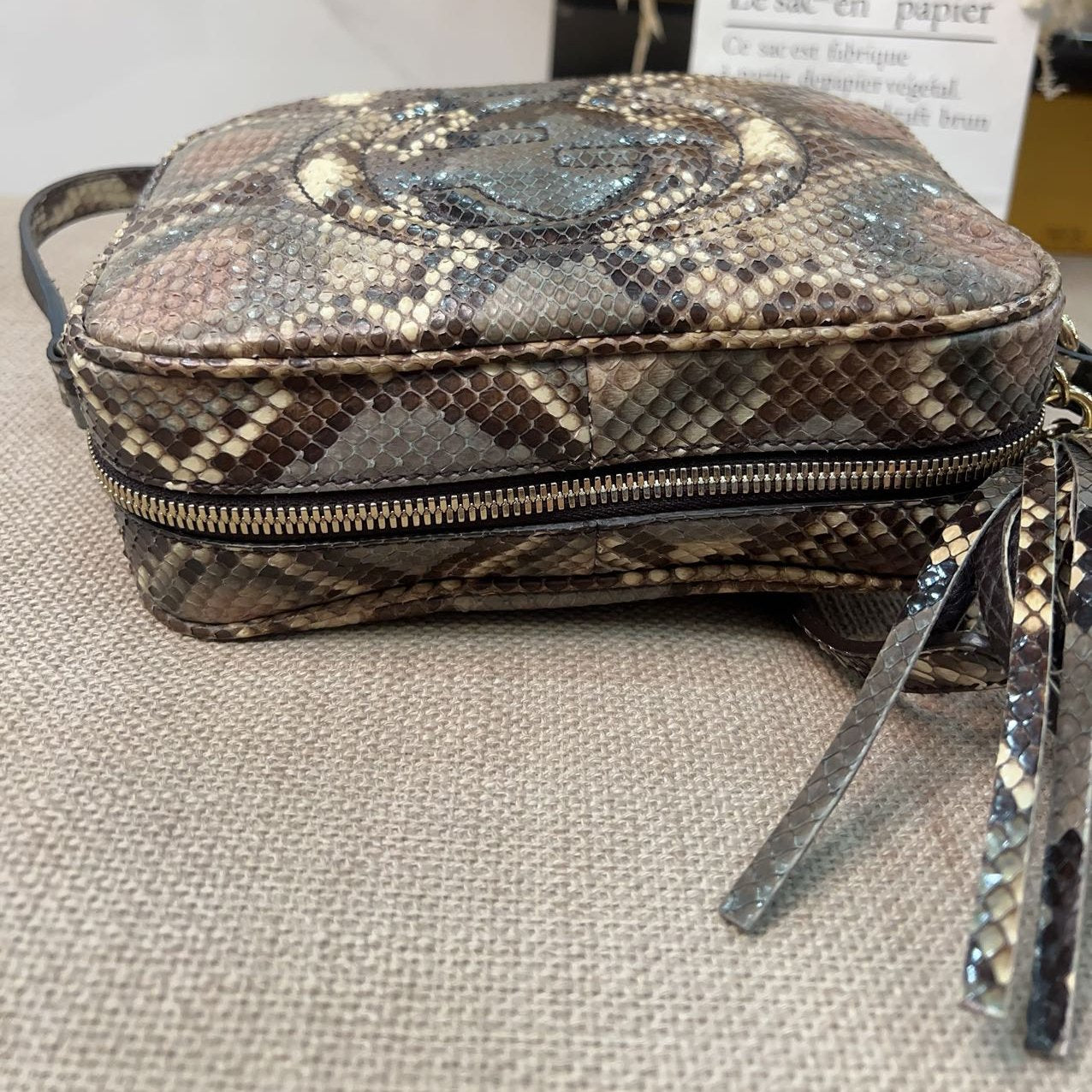 Gucci Small Soho Disco Bag Off White Nut Brown Beige