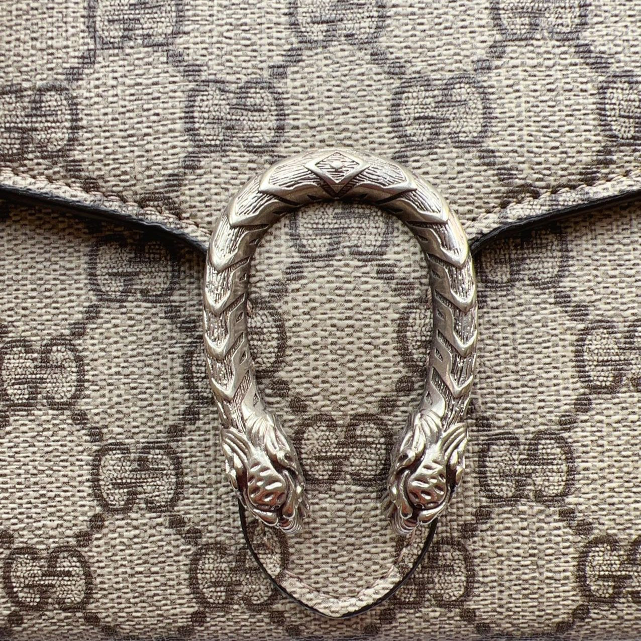 Gucci GG Supreme Monogram Mini Dionysus Chain Wallet Beige Bag