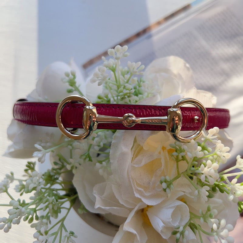 Gucci Horsebit Accent Skinny Belt Kit Red Size85