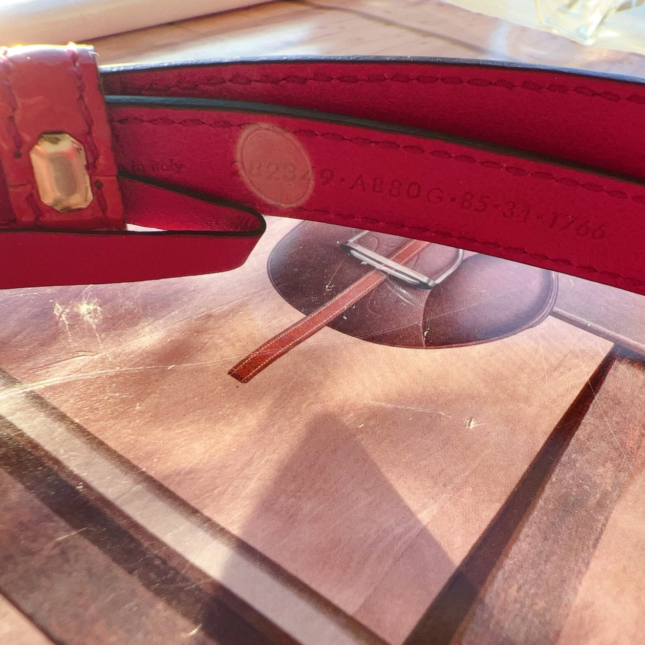 Gucci Horsebit Accent Skinny Belt Kit Red Size85