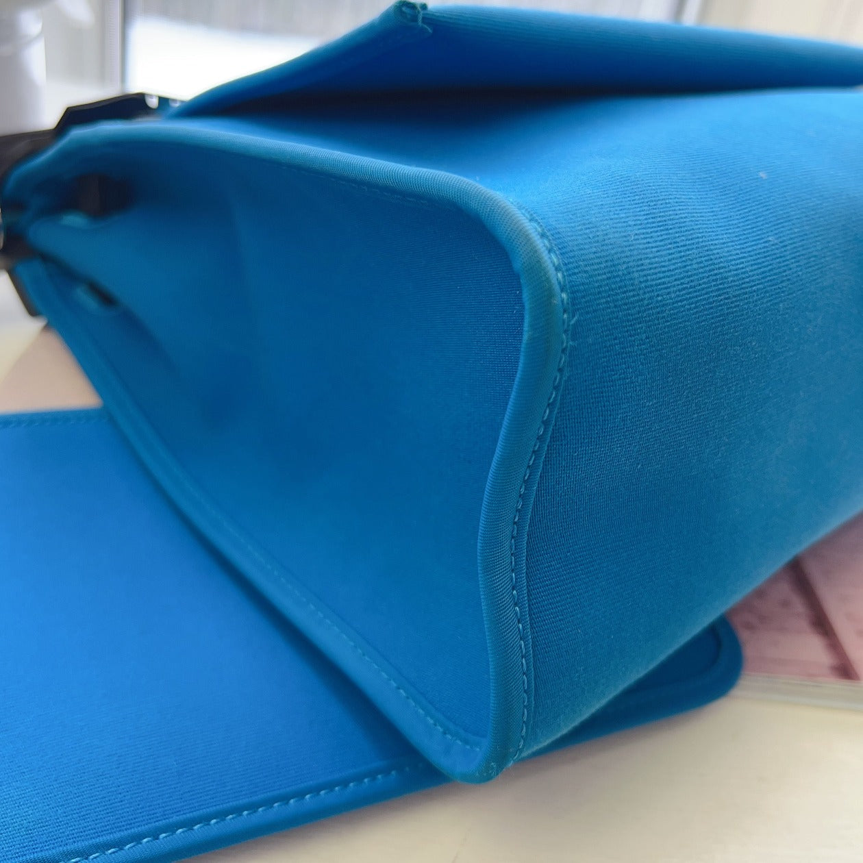 Hermes Herbag 31 PM Zip Bleu Canvas Handbag