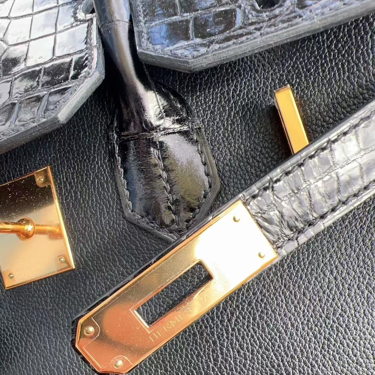 Hermes 2019 Black Noir Birkin 30cm Touch Alligator Togo Bag