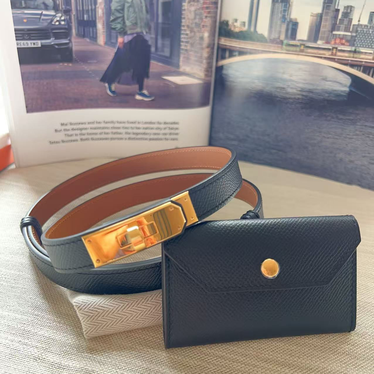 Hermes Epsom Kelly Pocket Belt Black